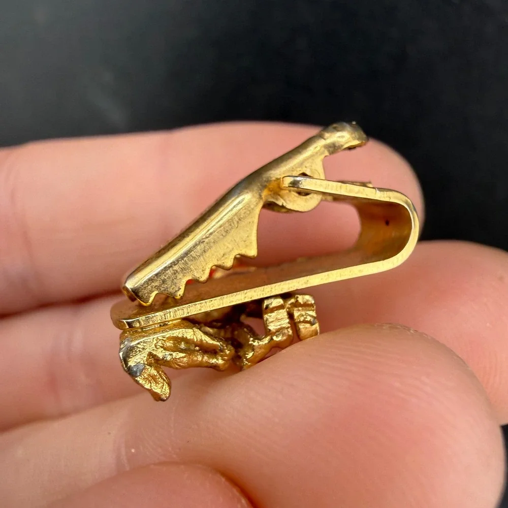 Vintage Sarah Coventry Tie Clip Gold Red RCMP Mountie Dog Figural Enamel